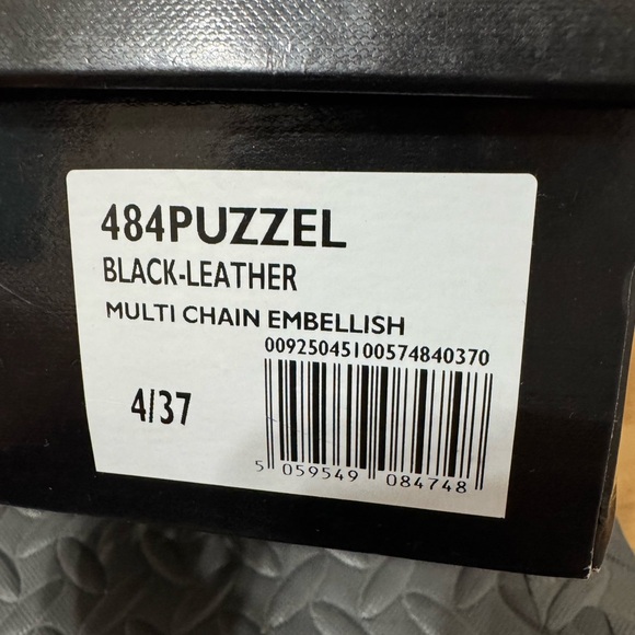 NEW Dune London Puzzel Leather Embellished Chain Ankle Boots Black - Picture 10 of 11